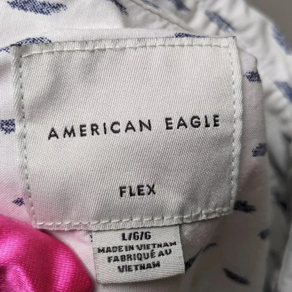 American Eagle Mens Size L Flex Dip-Dye Blue White Short Sleeve Button Up Shirt - Picture 10 of 13